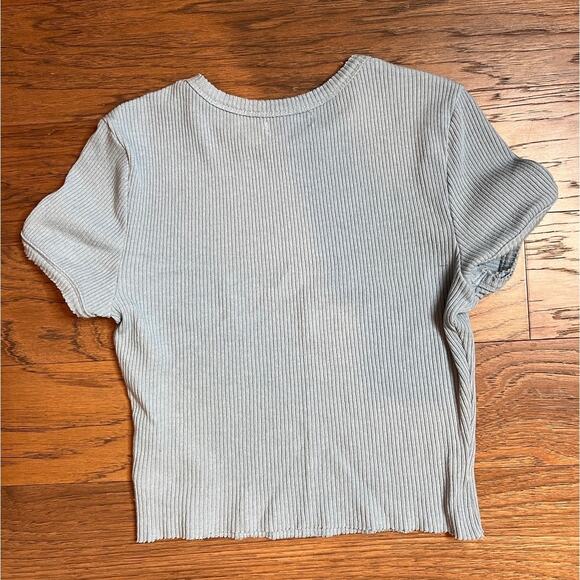 Urban Outfitters Women's Ribbed Crop Tee Blue Size Large - Picture 2 of 5